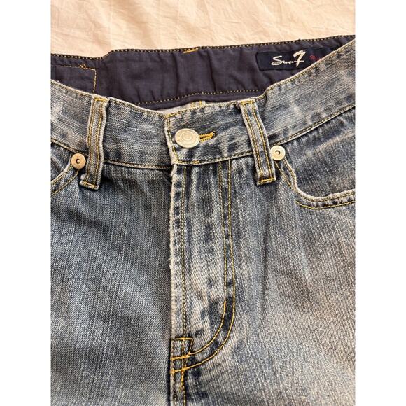 Seven 7 Relaxed Distressed Blue Denim Jeans Men's Size 32 Destroyed Western - Picture 7 of 12